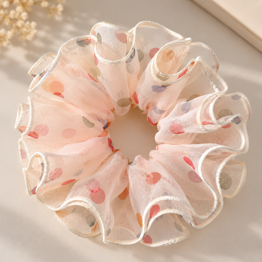 Sheer Confetti Ruffle Scrunchie