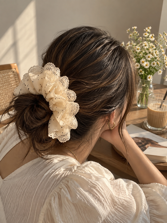 Lace Confetti Oversized Scrunchie