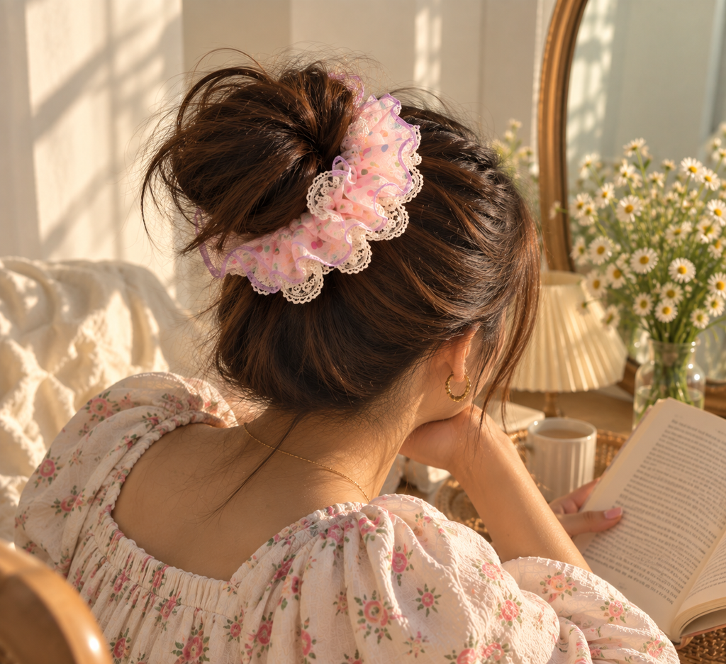 Lace Confetti Oversized Scrunchie