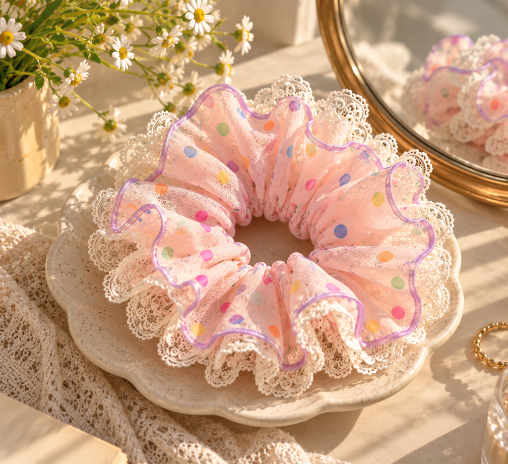 Lace Confetti Oversized Scrunchie