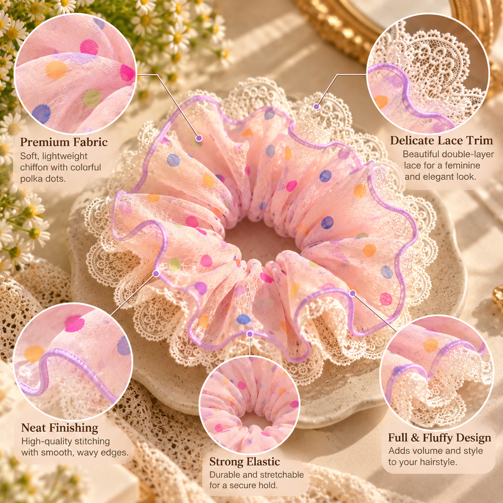 Lace Confetti Oversized Scrunchie