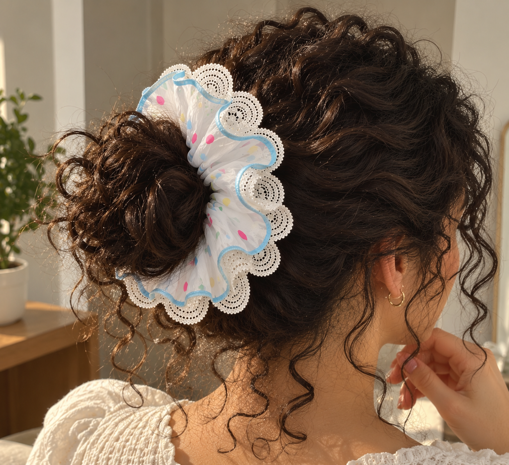 Lace Confetti Oversized Scrunchie