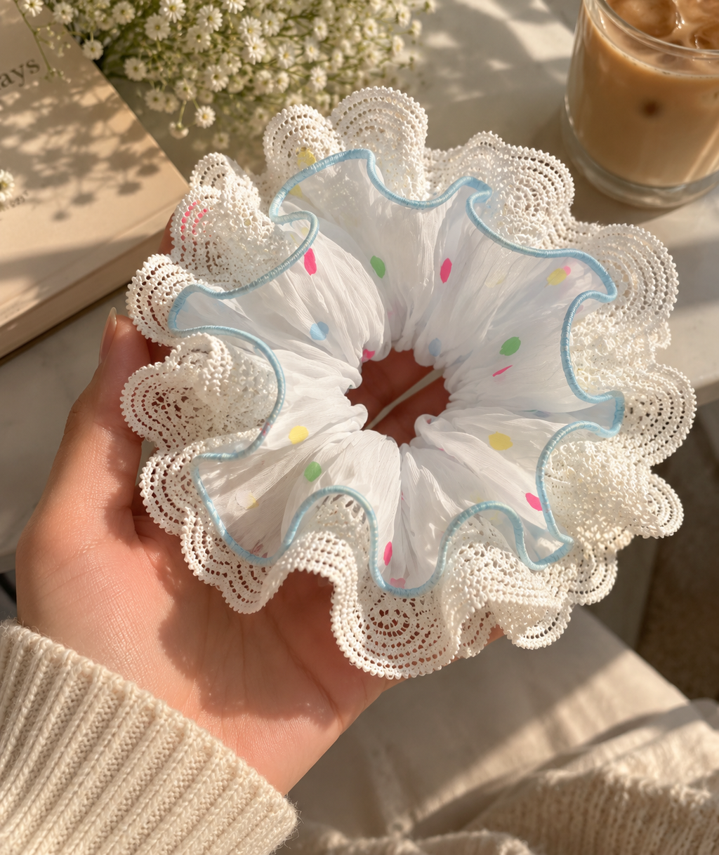 Lace Confetti Oversized Scrunchie
