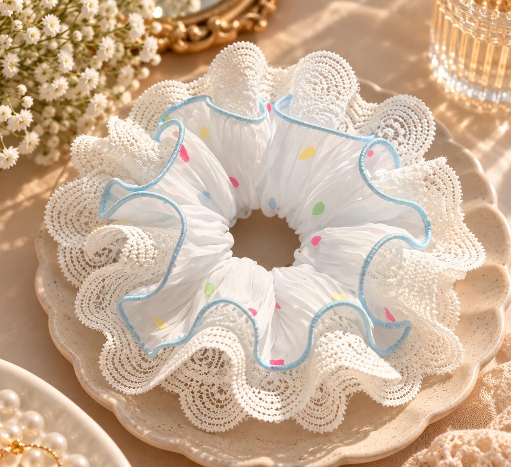 Lace Confetti Oversized Scrunchie