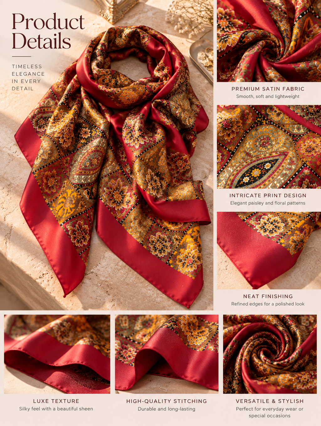 Vintage Garden Paisley Scarf
